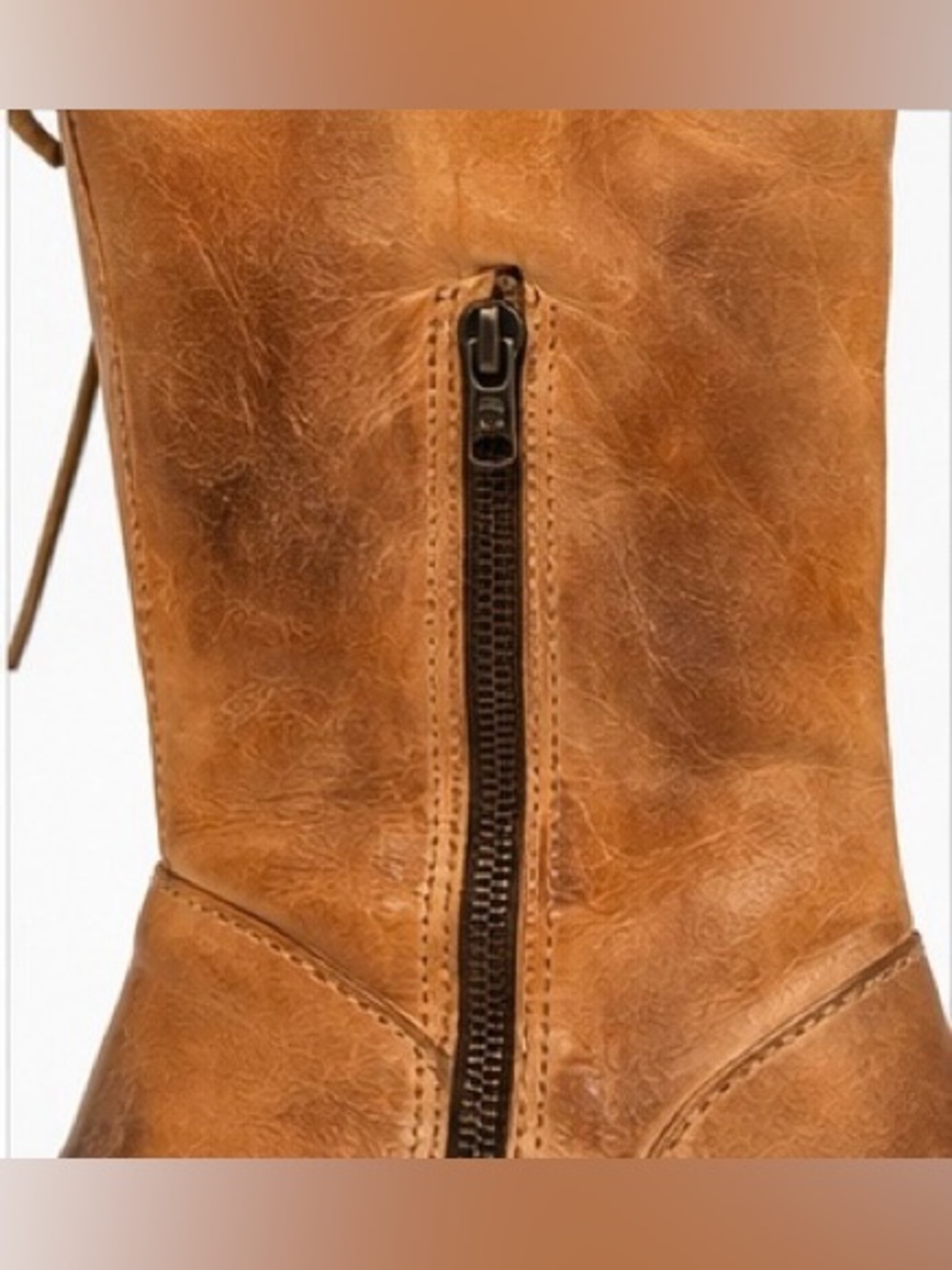 Bed|Stü Manchester Cobbler Series Tall Leather Lace Back Boots Cognac Boho, 7.5 - Picture 5 of 11